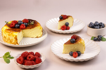 Homemade Basque Burnt Cheesecake or San Sebastian Cheesecake