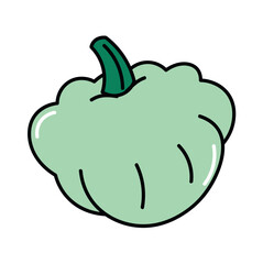 Vegan product of food colorful set. The pumpkin-themed design celebrates the delicious and nutritious offerings of plant-based cuisine, set against a minimalist white backdrop. Vector illustration.