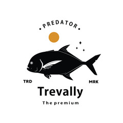 vintage retro hipster trevally logo vector outline silhouette art icon