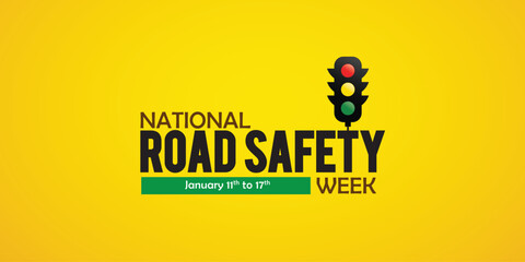 Creative Editable Template Design for National Road Safety Week. 1 to 17 January Every Year,  Suitable for Posters, Banners, campaigns and greeting cards. 