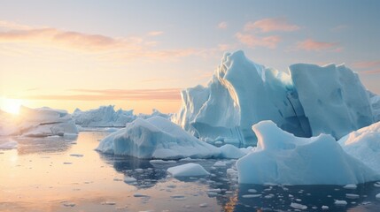 Ice and icebergs melting because of the global warming