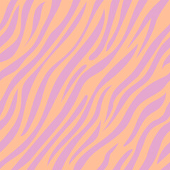 Zebra, seamless animalistic pattern. Abstract illustration. Trendy color Peach Fuzz. Safari, animal skin. For wallpaper, fabric, wrapping, background