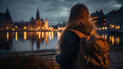 woman walking in the city