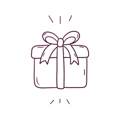 Hand Drawn illustration of gift box icon. Doodle Vector Sketch Illustration