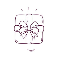 Hand Drawn illustration of gift box icon. Doodle Vector Sketch Illustration