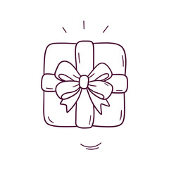 Hand Drawn illustration of gift box icon. Doodle Vector Sketch Illustration