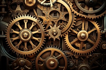 Precise Machinery gears. Watch clock wheel. Generate Ai