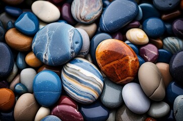 Obraz na płótnie Canvas Multihued Macro stones colorful. Abstract gem pebble. Generate Ai