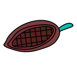 Chocolate of food colorful set. This food-themed illustration artfully showcases a cacao bean, the essence of chocolate, set against a pristine white background. Vector illustration.