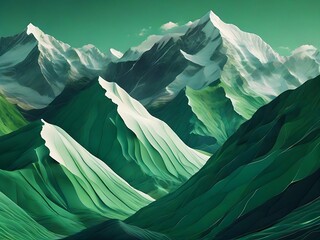 Abstract light and dark green with hills and mountain  illustration landscape wallpaper background