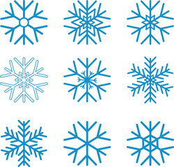 set of snowflakes. blue Snowflakes icons