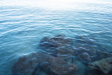 Boulders on the shore of the lake Balaton.