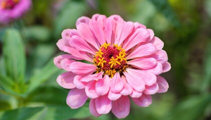 Closeup of Zinnia flower in the garden