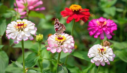 group of Zinnia flower in the garden