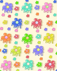 Cute hand drawn colorful artistic flowers print. Modern botanical pattern. Fashionable template for design. Cartoon style. Abstract hand drawn flower art seamless pattern illustration.