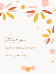 thank you card with flowers decoration. good for greeting card, wallpaper, background design, wedding, invitation