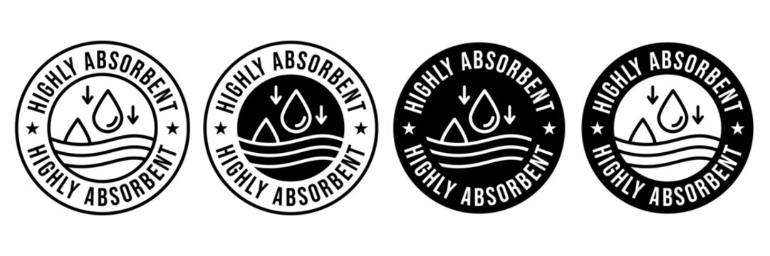 Absorbent icon vector or Absorbent label isolated on white. Sanitary care symbol. Moisture absorbing. Protect skin concept. Vector thin line icon.