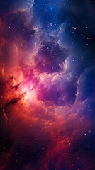 Colorful cosmic space background with nebula and stars. Astrology concept. Vertical.
