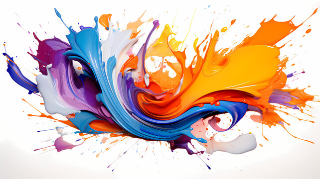 a painting of a colorful rainbow swirl on a white background