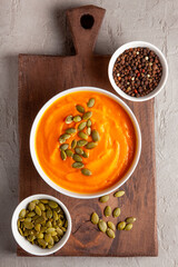 Pumpkin soup with seeds and spices 