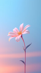 Obraz premium Pinl flower and abstract background Sky and cloud in magic hour phone wallpaper. Created using generative AI. 