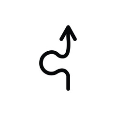 Arrow trajectory. Bypass an obstacle, danger. Vector icon isolated on white background.