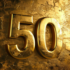 3d golden 50 number on golden background, ai technology