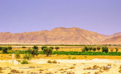 Scenic Mountain View in the Desert of Gafsa, Tunisia.