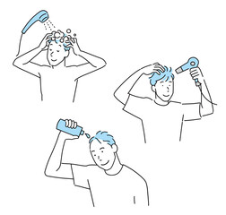 育毛する男性のヘアケアルーティーン
