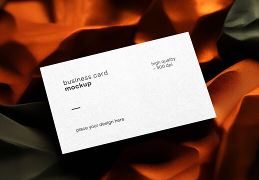 Modern Business Card Mockup on Draped Silk Fabric &ndash; Premium Branding Presentation Template