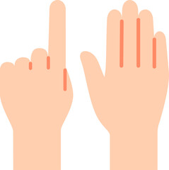 人差し指を立てた手と指を伸ばした手