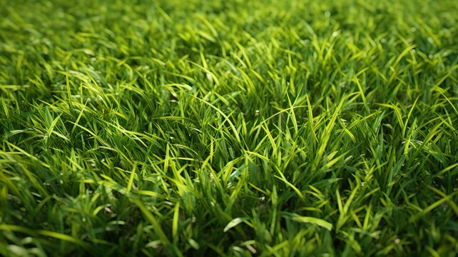 Close-up of Vibrant Green Grass and Leaves in a Serene Natural Surrounding