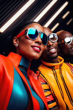 A trendy black people in futuristic outfit with a nod to cultural legacy. Generative AI