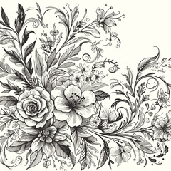Free vector engraving hand drawn floral background