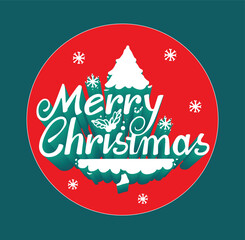 merry christmas hand-drawn creative typography vector