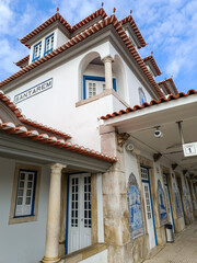 Perspective of the facade of the train station building, Santarém PORTUGAL