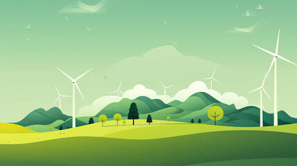 Fototapeta premium Banner design for a green energy, environmental concept. Full color illustration.