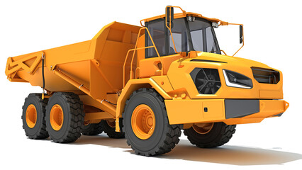 Mining Dump Truck heavy construction machinery 3D rendering on white background
