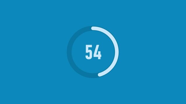 Counting 0 to 75 Percentage Loading Circle on Blue Background