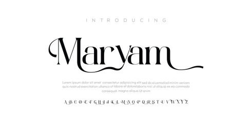 Maryam Abstract minimal modern alphabet fonts. Typography technology vector illustration - obrazy, fototapety, plakaty