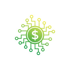  finance organization logo template. crypto, coin, currency, dollar, bitcoin, cryptocurrency, blockchain, mining, nft, finance logo.