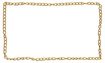 gold chain link rectangle frame jewellery object, transparent background