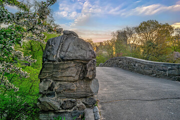Gapstow Bridge in Central Park,early spring