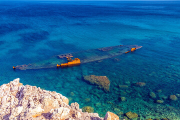 Discovering the Remains of an Old Sunken Boat in El Haouaria, Tunisia, North Africa