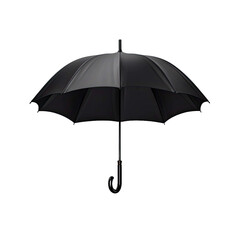 Open black umbrella isolated on transparent or white background