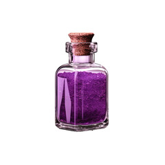 Purple Glass Bottle with Cork Flatlay isolated on transparent background