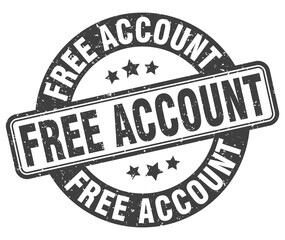 free account stamp. free account label. round grunge sign