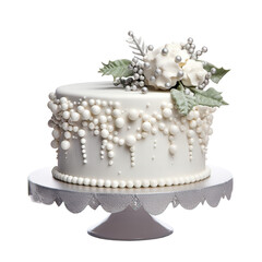 Elegant white themed cake adorned Ai Generative