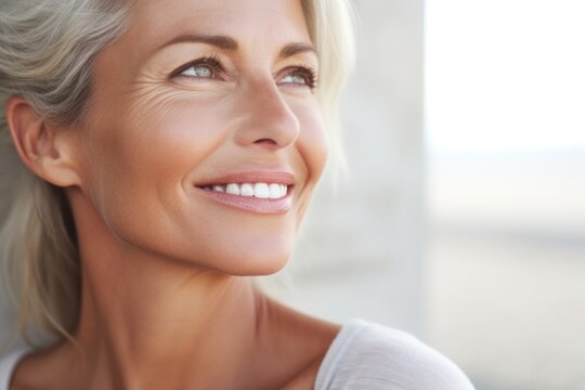 Portrait of confident mature blond woman looking ahead