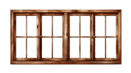 Papier Peint photo Vielles portes Brown wooden windows illustration Used to decorate the house and garden isolated on white transparent background, PNG File